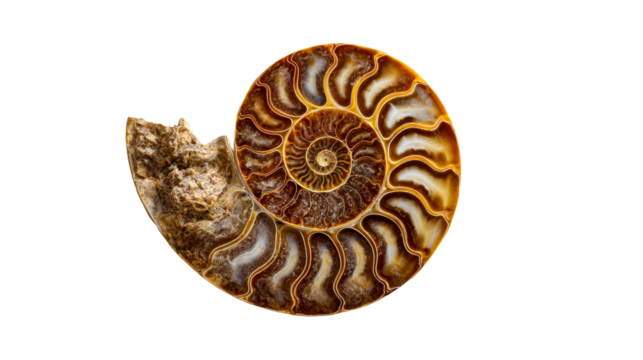 Polished Ammonite Fossil Showing Spiral Chambers