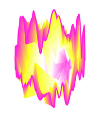 Isolated Gradient Shape. Holographic Blob For Collage Or Sticker. Abstract Element on Transparent Background. Cutout. Bright Rainbow Colors. Pink And Yellow Gradient Shape.