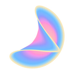 Isolated Gradient Shape. Holographic Blob For Collage Or Sticker. Abstract Element on Transparent Background. Cutout. Bright Rainbow Colors. Pink, Blue, Yellow Gradient Shape.