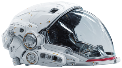 Futuristic White Astronaut Helmet with Clear Visor and Intricate Details
