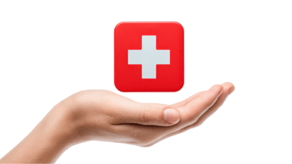 Hand Holding Medical Cross Icon - Healthcare Concept