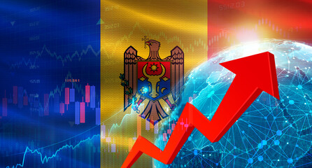 Global financial growth with Moldavia flag. Financial growth with Moldavia flag on economic...