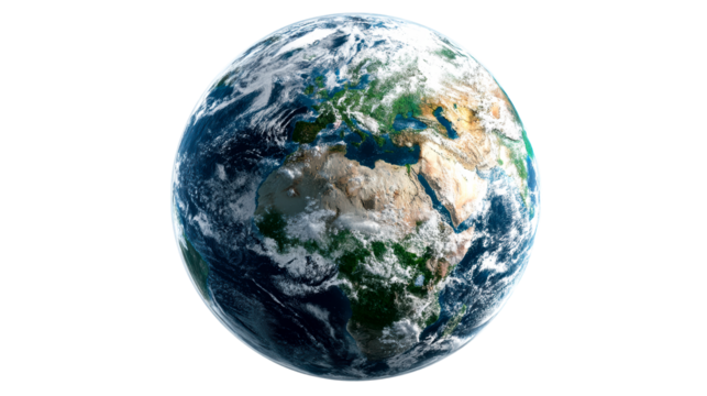 Detailed view of planet Earth with visible continents and oceans