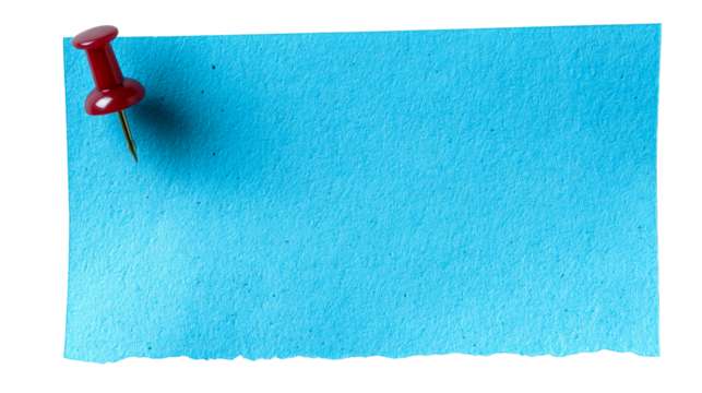 Red Pushpin Securing Textured Blue Paper Note