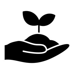 Hand holding plant sprout solid