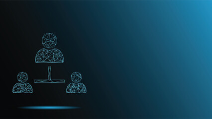 Modern polygonal illustration symbolizing business hierarchies and digital networking. Ideal for technology and management projects.