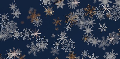Elegant abstract design featuring snowflakes with a dark blue backdrop. Perfect for seasonal greetings, winter themes, holiday design