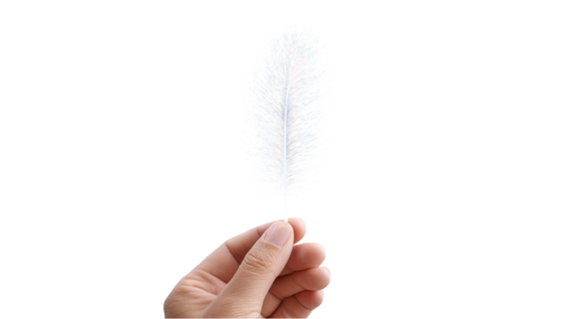 Hand Holding Feather in Air - Dream, Hope and Inspiration