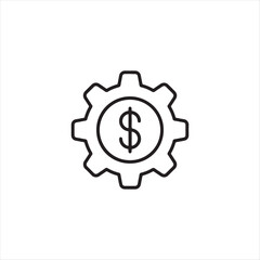 Financial Settings Gear Icon – Money Mechanism Symbol for Budgeting, Pricing, and Economic Automation