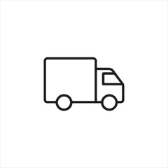 Minimalist Delivery Truck Icon – Black Outline Cargo Vehicle Symbol for Shipping, Freight, Logistics, Transport, Courier, and E-commerce Services