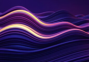 Abstract swirling waves of purple and gold light