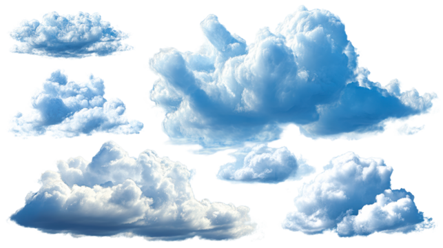 Group of cumulus clouds against a bright sky