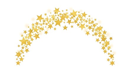 A shimmering cascade of gold glitter stars creates a festive decorative arch.