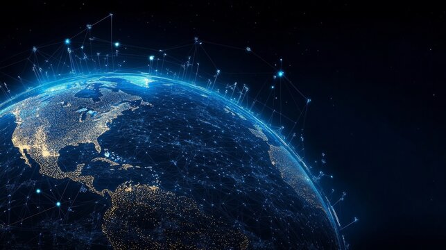 Global Digital Connections Illuminate the Planet The Power of Networked Communication Worldwide