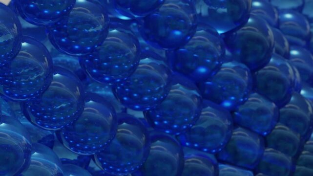 Shiny blue beaded necklace rotating slowly