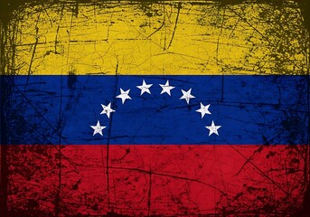 A distressed and textured representation of the venezuelan national flag
