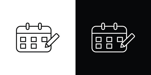 Calendar pen icon logotype designs. modern icon design set