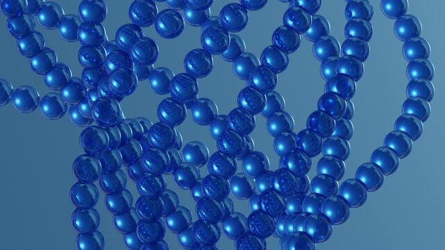 Shiny blue beaded necklace rotating slowly