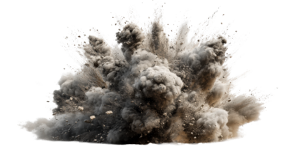 Intense explosion with debris and smoke cloud