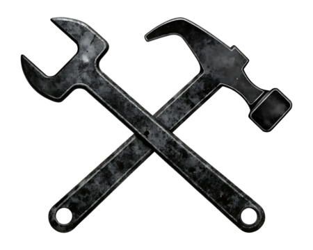 Hammer and wrench crossed silhouette isolated on white background ,PNG. AI Generated - Powered by Adobe