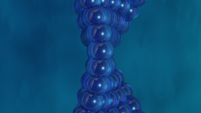 Abstract blue DNA molecule helix rotating slowly