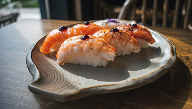 sushi with salmon - Powered by Adobe