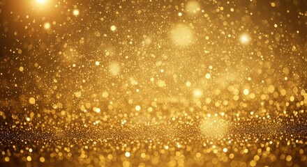Abstract festive background with gold glitter Christmas particles glowing light flare confetti sparkle stars magic dust luxury texture shiny glow celebration illustration