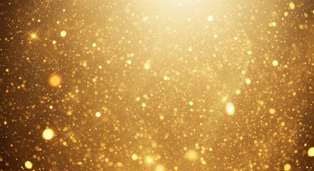 Abstract festive background with gold glitter Christmas particles glowing light flare confetti sparkle stars magic dust luxury texture shiny glow celebration illustration