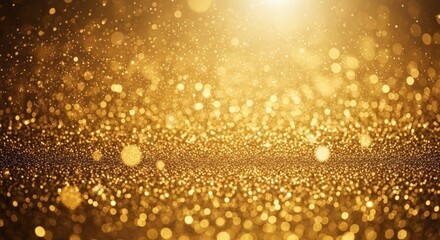 Abstract festive background with gold glitter Christmas particles glowing light flare confetti sparkle stars magic dust luxury texture shiny glow celebration illustration