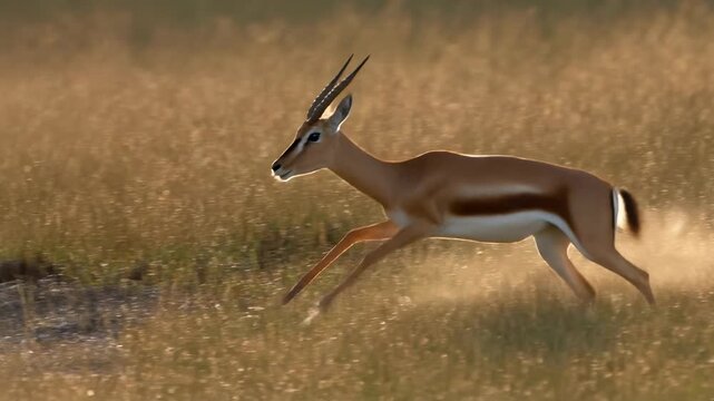 Running Thomson's Gazelle in African Savannah, Speed and Grace