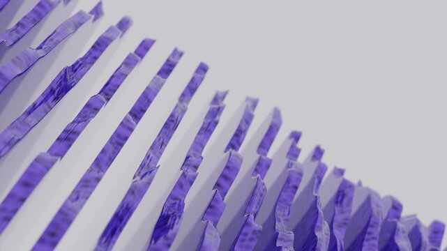 Purple abstract corrugated paper structure moving slowly
