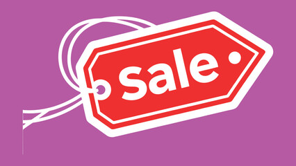 Creative Sale Promotion , simple line design of price tag and upward arrow in red and white, representing clean advertising and business growth.