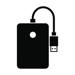 External Hard Drive Icon: Vector Symbol for Data Storage, Backup, and Portable Technology