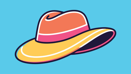 legant sun hat outline  line vector style, clean minimal summer accessory illustration.