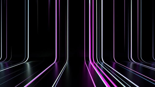 Abstract glowing neon lines flowing background
