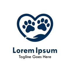 Pet love logo. A heart icon filled with paw prints, representing love for animals, pet care, or a veterinary clinic. Simple, modern, and compassionate symbol.