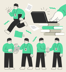 Office Work Activity Illustrations of an Office Worker