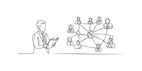 Man Reading Book Near Connected People Network