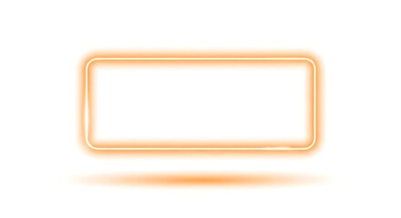 Orange neon rectangle frame isolated on white background