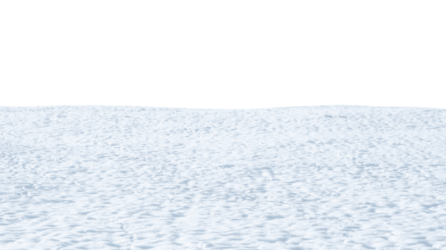 Snowy landscape: field with  footprints, isolated on transparent background. PNG