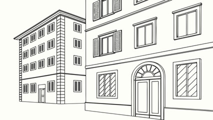 Architectural sketch of a building facade