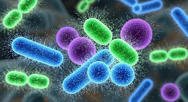 Colorful microscopic cells exhibit cellular health and the beauty of biological diversity in a scientific or medical context - Powered by Adobe