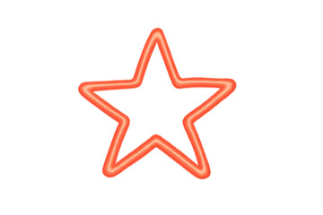 Fototapeta premium Glowing neon star outlining a bright symbol, representing rating, favorite, or quality on transparent background