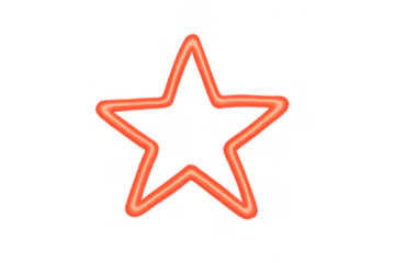Glowing neon star outlining a bright symbol, representing rating, favorite, or quality on transparent background