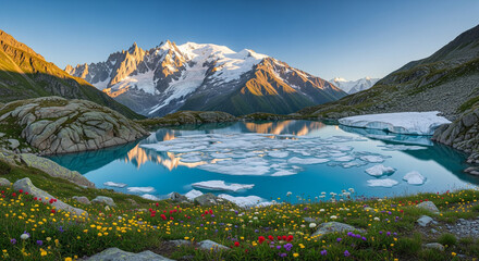 mountain lake in the morning