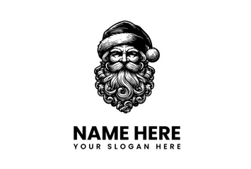 Vintage Santa Claus Logo Design with Ornate Beard for Holiday Season Branding