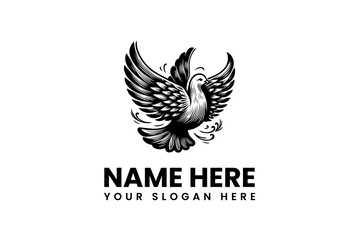 Elegant Dove Bird Logo Emblem for Peace, Freedom, and Spirituality - Vector Art