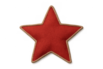 Red fabric star patch with embroidered beige outline perfect for customizing clothing and accessories
