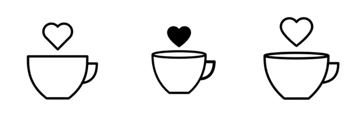 Coffee Love and Hot Beverage Favorite Vector Icons