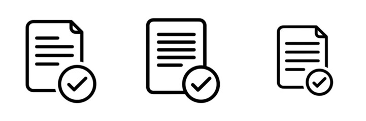 Verified Document, File Status, and Approval Vector Icon Set